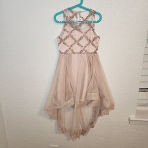 Rare Editions Girls' Blush Pink Floral Embroidered High-Low Dress size 7